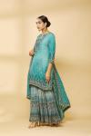 Peacock Green Ombre Embroidered Garara Suit