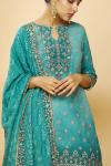 Peacock Green Ombre Embroidered Garara Suit