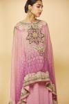 Pink Ombre Digital Print Cape Suit