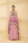 Pink Ombre Digital Print Cape Suit