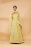 Lemon Yellow Embroidered Anarkali