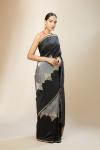 Grey Black Banarasi Silk Saree