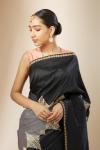 Grey Black Banarasi Silk Saree