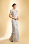 Powder Blue Satin Drape Saree