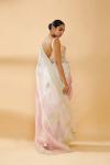 Pearl White with Pink Ombre Embroidered Saree