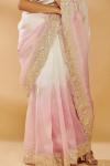 Pearl White with Pink Ombre Embroidered Saree