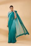 Teal Ombre Plain Saree