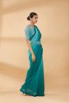 Teal Ombre Plain Saree