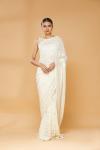 Powder White Embroidered Saree