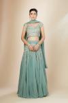 Pista Green Georgette Lehenga Set