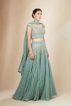 Pista Green Georgette Lehenga Set