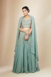 Pista Green Georgette Lehenga Set