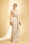 Ivory Georgette Drape Saree