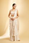 Ivory Georgette Drape Saree