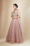 Dark Onion Pink Shimmer Net Lehenga Set