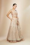 Dark Beige Cotton Chanderi Lehenga Set