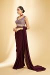 Wine Georgette Drape Saree