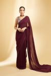 Wine Georgette Drape Saree