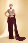 Wine Georgette Drape Saree