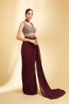 Wine Georgette Drape Saree