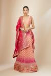 Magenta And Dark Coral Georgette Lehenga Set