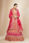 Magenta And Dark Coral Georgette Lehenga Set