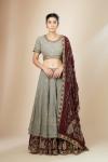 Mauve Raw Silk Lehenga Set