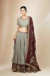 Mauve Raw Silk Lehenga Set