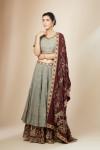 Mauve Raw Silk Lehenga Set