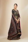 Black Brocade Double Layer Anarkali Set