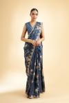 Navy Blue Tussar Saree