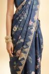 Navy Blue Tussar Saree