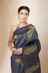 Dark Grey Kanjivaram Silk Saree