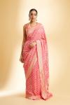 Rose Pink Bandhej Georgette Saree