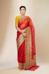 Red Kora Silk Meenakari Saree