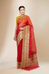 Red Kora Silk Meenakari Saree