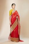 Red Kora Silk Meenakari Saree