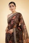 Dark Brown Organza Saree