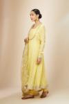 Lemon Yellow Chanderi Anarkali Set