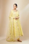 Lemon Yellow Chanderi Anarkali Set