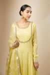 Lemon Yellow Chanderi Anarkali Set