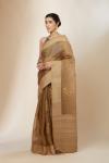 Dark Beige Kora Silk Meenakari Saree