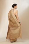 Dark Beige Kora Silk Meenakari Saree