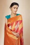 Magenta and Orange Dual Tone Kanjeevaram Silk Saree