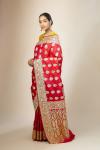 Rose Red Dual-Tone Banarasi Satin Silk Saree