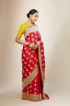 Rose Red Dual-Tone Banarasi Satin Silk Saree