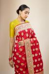 Rose Red Dual-Tone Banarasi Satin Silk Saree