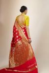 Rose Red Dual-Tone Banarasi Satin Silk Saree