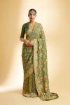 Mehendi Green Bandhej Georgette Saree