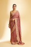 Red Onion Bandhej Georgette Saree